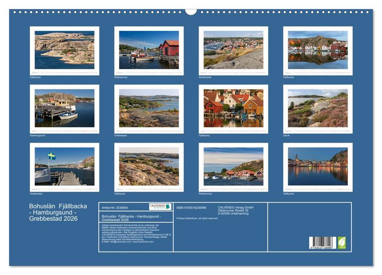 Produktbild: Bohusl&auml;n Fj&auml;llbacka - Hamburgsund - Grebbestad 2026 (Wandkalender 2026 DIN A2 quer), CALVENDO Monatskalender