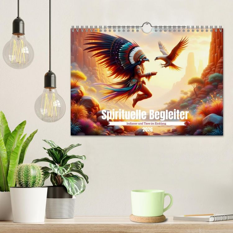 Produktbild: Spirituelle Begleiter - Indianer und Tiere im Einklang (Wandkalender 2026 DIN A4 quer), CALVENDO Monatskalender