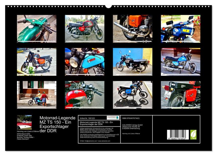 Produktbild: Motorrad-Legende MZ TS 150 - Ein Exportschlager der DDR (hochwertiger Premium Wandkalender 2026 DIN A2 quer), Kunstdruck in Hochglanz