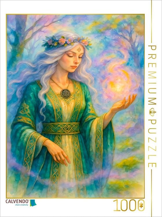 Produktbild: CALVENDO Puzzle Keltische Druidin mit leuchtender Zauberkugel | 1000 Teile Lege-Gr&ouml;&szlig;e 64x48cm Foto-Puzzle f&uuml;r gl&uuml;ckliche Stunden