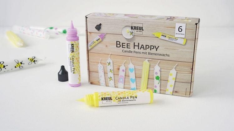 Produktbild: KREUL Candle Pen 6er Set Bee Happy, Kerzen verzieren und bemalen
