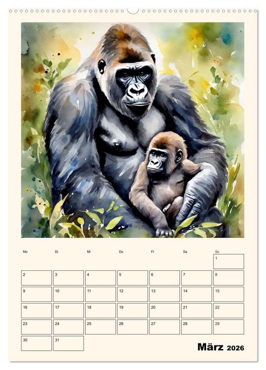 Produktbild: Schimpansen & Gorillas (Wandkalender 2026 DIN A2 hoch), CALVENDO Monatskalender