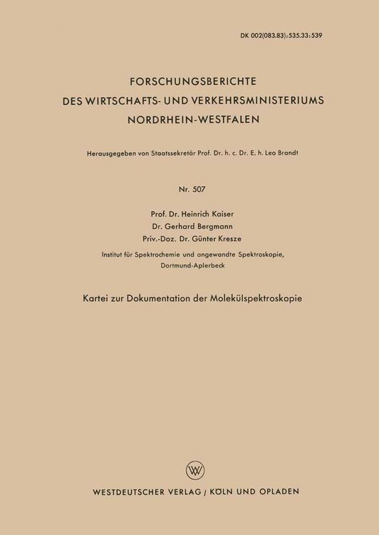Produktbild: Kartei zur Dokumentation der Molek&uuml;lspektroskopie