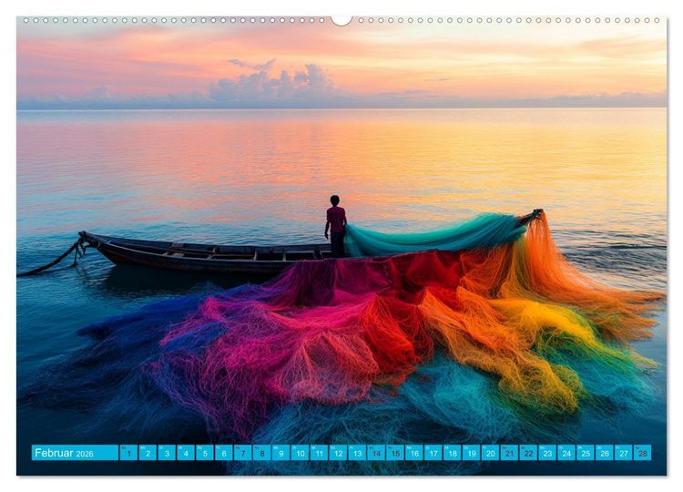 Produktbild: Netzpoesie: Ein Jahr in Farben (hochwertiger Premium Wandkalender 2026 DIN A2 quer), Kunstdruck in Hochglanz