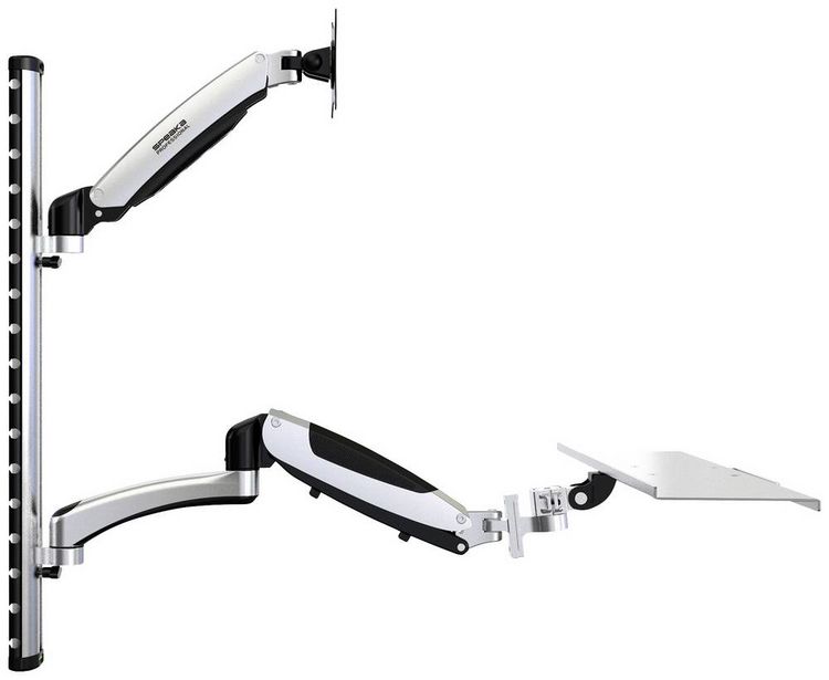 Produktbild: SpeaKa Professional SP-MM-730 Monitor-Wandhalterung 1 Display(s) 43,2cm (17") - 68,6cm (27") Schwarz/Silber H&ouml;henverstellbar