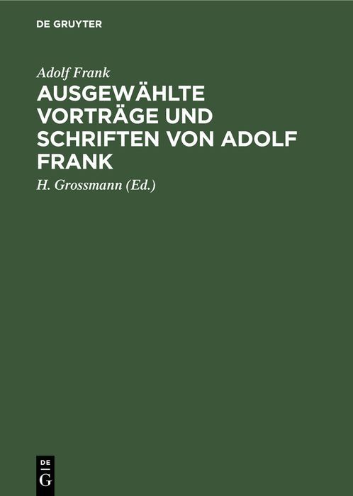 Produktbild: Ausgew&auml;hlte Vortr&auml;ge und Schriften von Adolf Frank