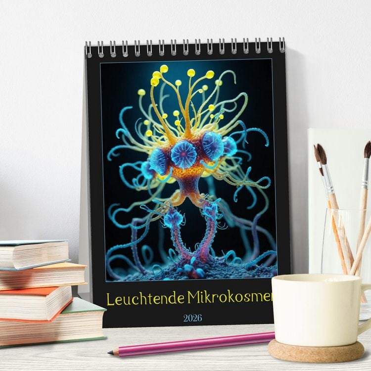 Produktbild: Leuchtende Mikrokosmen (Tischkalender 2026 DIN A5 hoch), CALVENDO Monatskalender