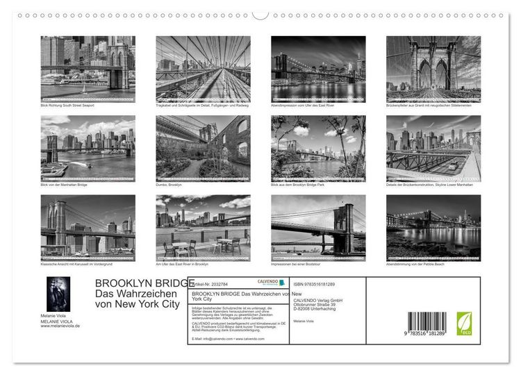 Produktbild: BROOKLYN BRIDGE Das Wahrzeichen von New York City (hochwertiger Premium Wandkalender 2026 DIN A2 quer), Kunstdruck in Hochglanz