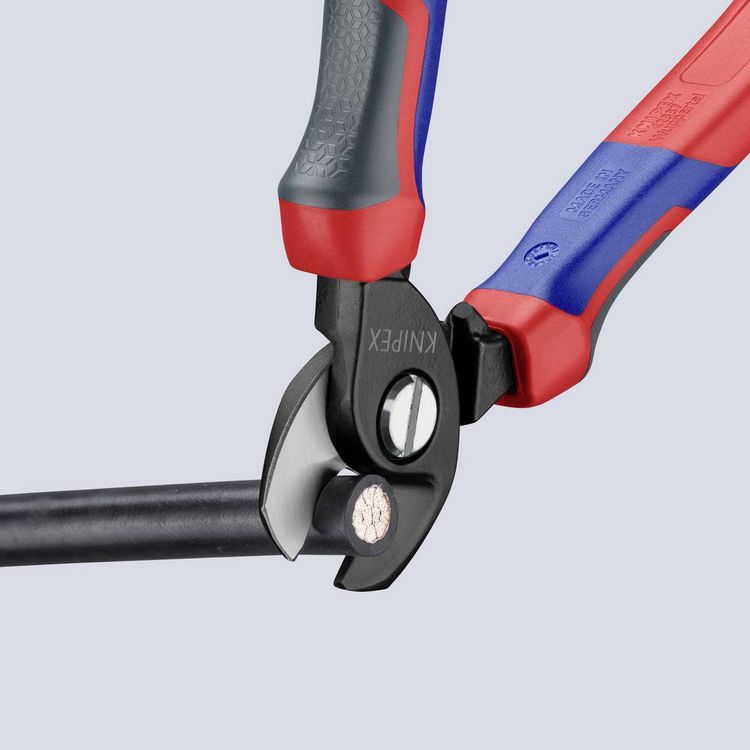 Produktbild: Knipex 95 12 165 Kabelschere Geeignet f&uuml;r (Abisoliertechnik) Alu- und Kupferkabel, ein- und mehrdr&auml;htig 15 mm 50 mm&sup2; 0