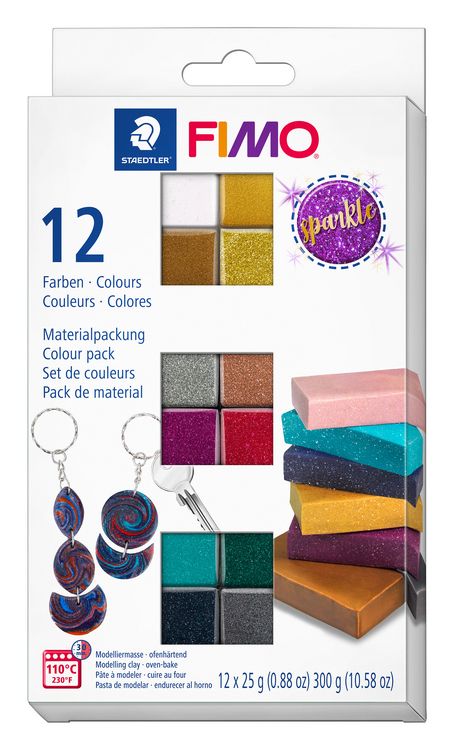 Produktbild: STAEDTLER FIMO ofenh&auml;rtende Modelliermasse FIMO effect 8013 Sparkle Colours, 12 x 25g Halbbl&ouml;cken