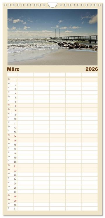 Produktbild: Familienplaner 2026 - Gr&ouml;mitz - Ostseebad an der Sonnenseite mit 5 Spalten (Wandkalender, 21 x 45 cm) CALVENDO