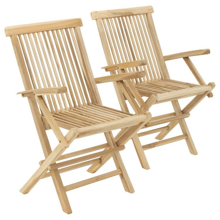 Produktbild: 2er Gartenstuhl Hochlehner Klappstuhl Holz Teak