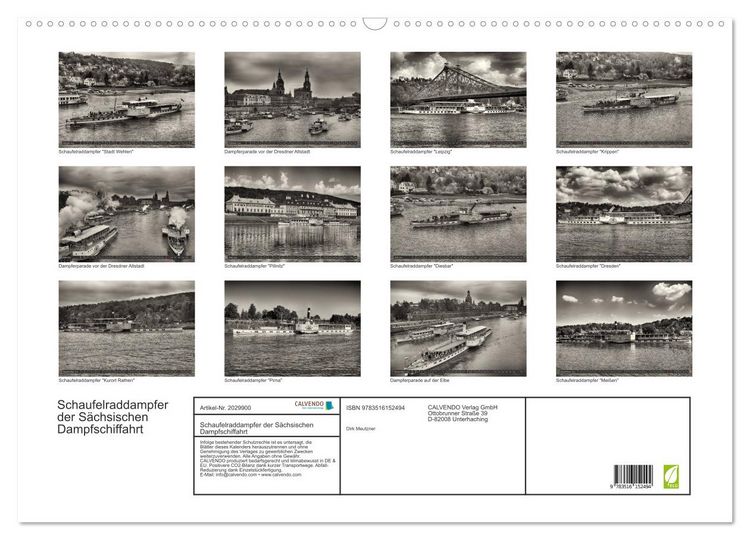 Produktbild: Schaufelraddampfer der S&auml;chsischen Dampfschiffahrt (Wandkalender 2026 DIN A2 quer), CALVENDO Monatskalender