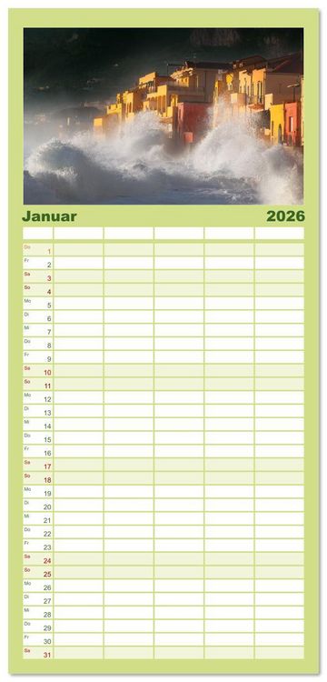 Produktbild: Familienplaner 2026 - Varigotti - K&uuml;stensch&ouml;nheit Liguriens mit 5 Spalten (Wandkalender, 21 x 45 cm) CALVENDO