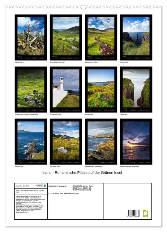 Produktbild: Irland - Romantische Pl&auml;tze auf der Gr&uuml;nen Insel (Wandkalender 2026 DIN A2 hoch), CALVENDO Monatskalender