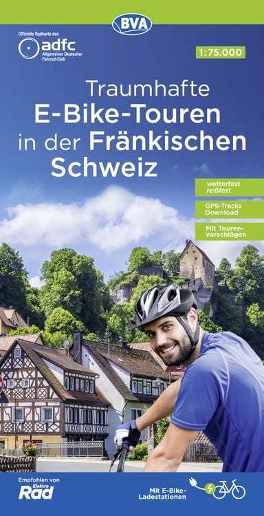 Produktbild: ADFC Traumhafte E-Bike-Touren in der Fränkischen Schweiz 1:75.000, reiß- und wetterfest, GPS-Tracks Download, mit Tourenvorschlägen