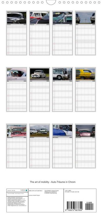 Produktbild: The art of mobility - Auto-Tr&auml;ume in Chrom - Familienplaner hoch (Wandkalender 2022 , 21 cm x 45 cm, hoch)