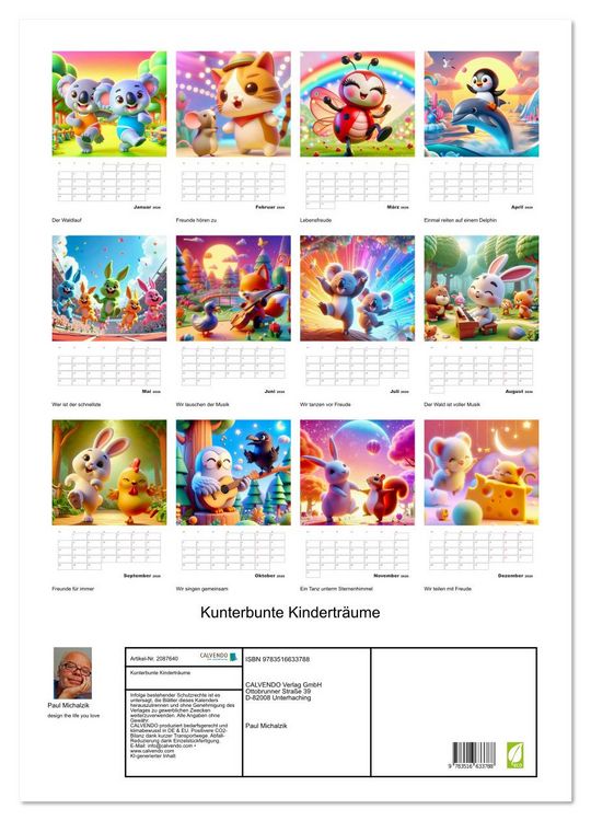 Produktbild: Kunterbunte Kindertr&auml;ume (Wandkalender 2026 DIN A2 hoch), CALVENDO Monatskalender