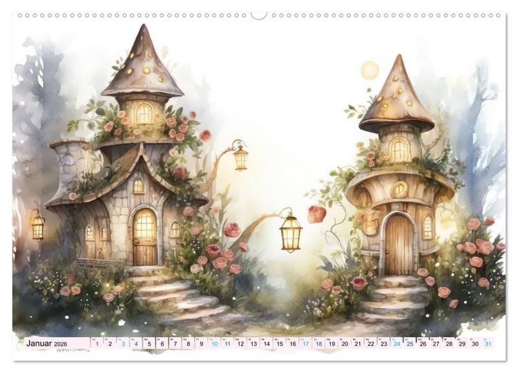 Produktbild: M&auml;rchenhafte Feenh&auml;uschen (Wandkalender 2026 DIN A2 quer), CALVENDO Monatskalender