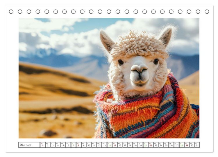 Produktbild: Die Welt der Alpakas (Tischkalender 2026 DIN A5 quer), CALVENDO Monatskalender