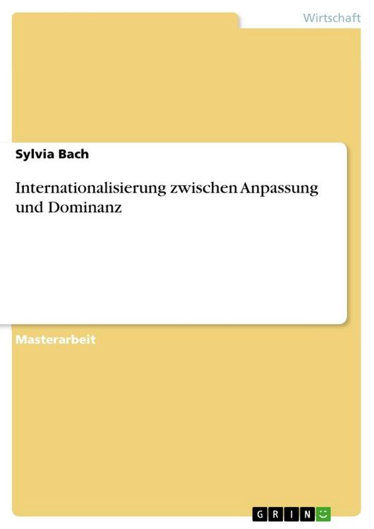 Produktbild: Internationalisierung zwischen Anpassung und Dominanz