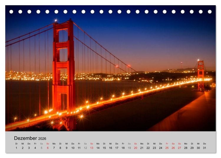 Produktbild: GOLDEN GATE BRIDGE Faszination San Francisco (Tischkalender 2026 DIN A5 quer), CALVENDO Monatskalender