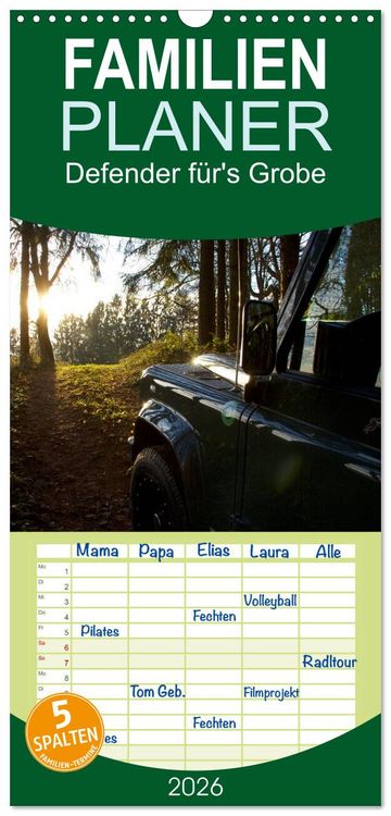 Produktbild: Familienplaner 2026 - Defender f&uuml;r's Grobe mit 5 Spalten (Wandkalender, 21 x 45 cm) CALVENDO