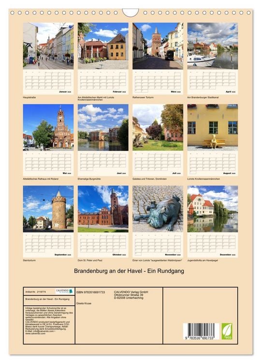 Produktbild: Brandenburg an der Havel - Ein Rundgang (Wandkalender 2026 DIN A3 hoch), CALVENDO Monatskalender
