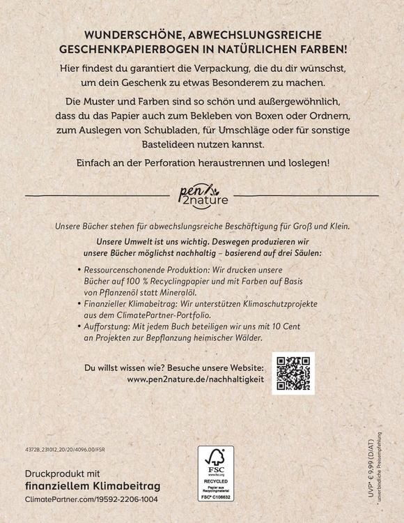 Produktbild: Geschenkpapier-Buch Calming Nature | 100% Recyclingpapier