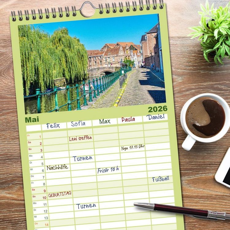 Produktbild: Familienplaner 2026 - Gent - staunen und erleben mit 5 Spalten (Wandkalender, 21 x 45 cm) CALVENDO