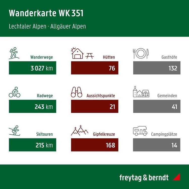 Produktbild: Freytag & berndt Wanderkarte WK 351 Lechtaler Alpen - Allg&auml;uer Alpen 1:50.000