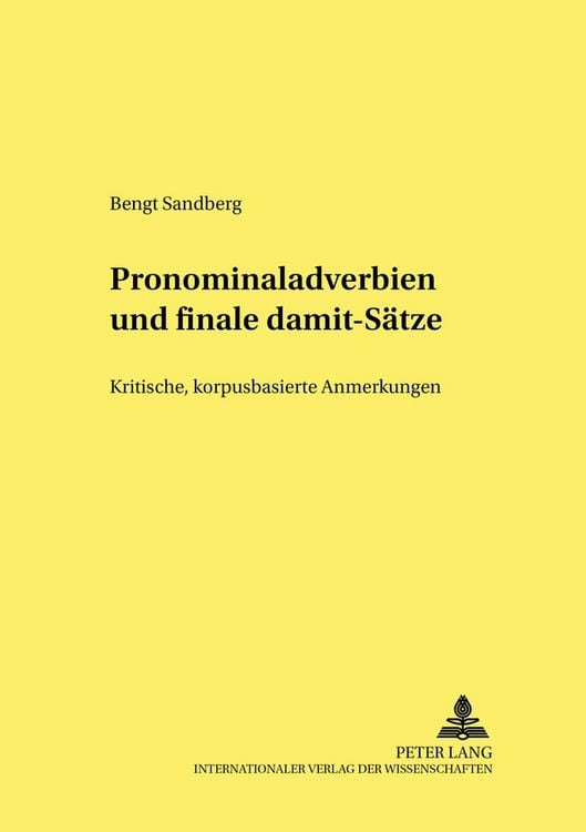 Produktbild: Pronominaladverbien und finale &laquo;damit&raquo;-S&auml;tze