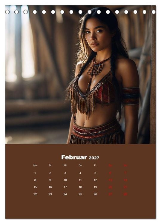 Produktbild: Indianische Sch&ouml;nheiten Kalender: Sinnliche Glamour Frauen in KI Kunst (Tischkalender 2027 DIN A5 hoch), CALVENDO Monatskalender