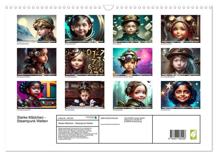 Produktbild: Starke M&auml;dchen - Steampunk Welten (Wandkalender 2026 DIN A3 quer), CALVENDO Monatskalender
