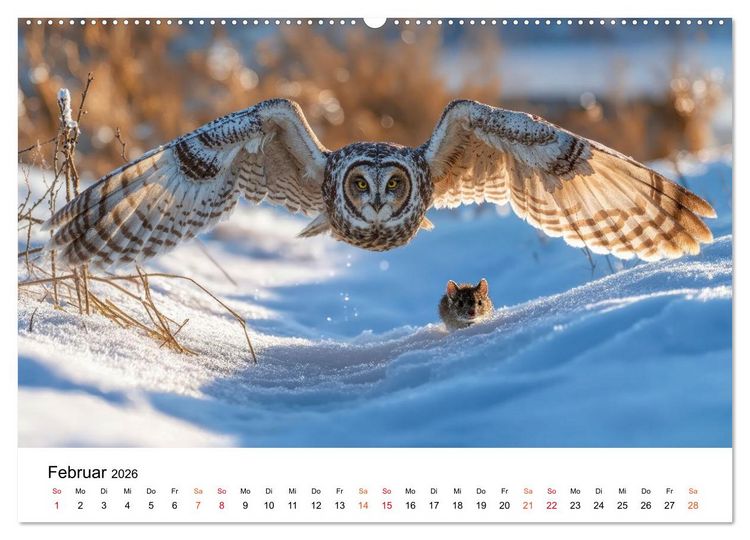 Produktbild: Eulen - Augen der Wildnis (hochwertiger Premium Wandkalender 2026 DIN A2 quer), Kunstdruck in Hochglanz