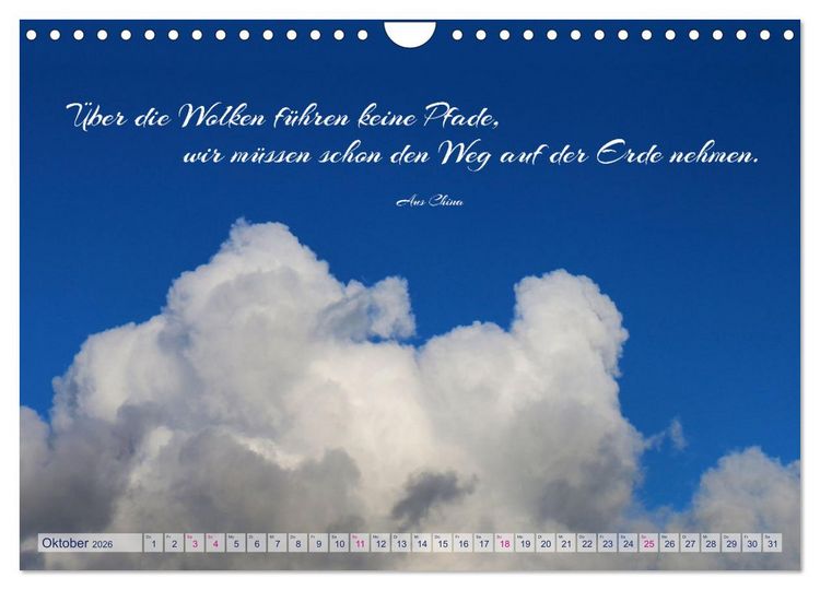 Produktbild: Die Wolken: "Schauspieler der L&uuml;fte" (Wandkalender 2026 DIN A4 quer), CALVENDO Monatskalender