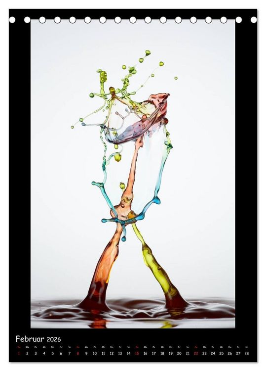 Produktbild: Au&szlig;ergew&ouml;hnliche Kunst - Wasser Tropfenfotografie (Tischkalender 2026 DIN A5 hoch), CALVENDO Monatskalender