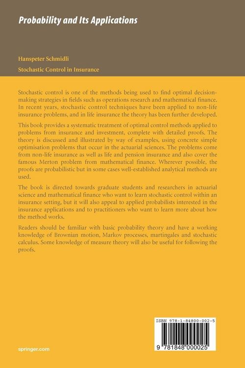Produktbild: Stochastic Control in Insurance