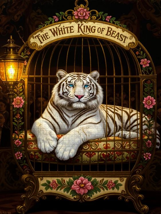 Produktbild: CALVENDO Puzzle Der Albino Tiger | 1000 Teile Lege-Gr&ouml;&szlig;e 64x48cm Foto-Puzzle f&uuml;r gl&uuml;ckliche Stunden