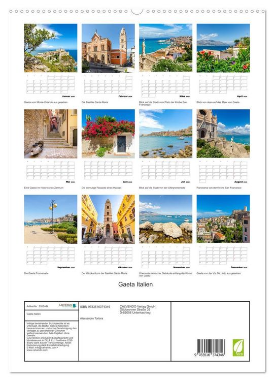 Produktbild: Gaeta Italien (hochwertiger Premium Wandkalender 2026 DIN A2 hoch), Kunstdruck in Hochglanz