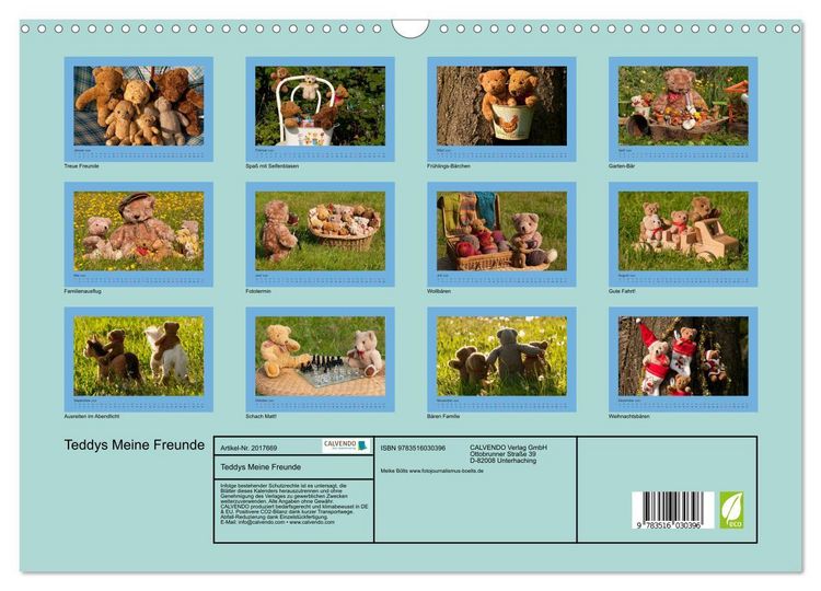 Produktbild: Teddys Meine Freunde (Wandkalender 2026 DIN A3 quer), CALVENDO Monatskalender