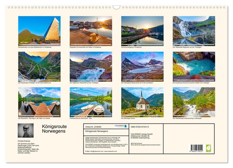 Produktbild: K&ouml;nigsroute Norwegens (Wandkalender 2026 DIN A2 quer), CALVENDO Monatskalender