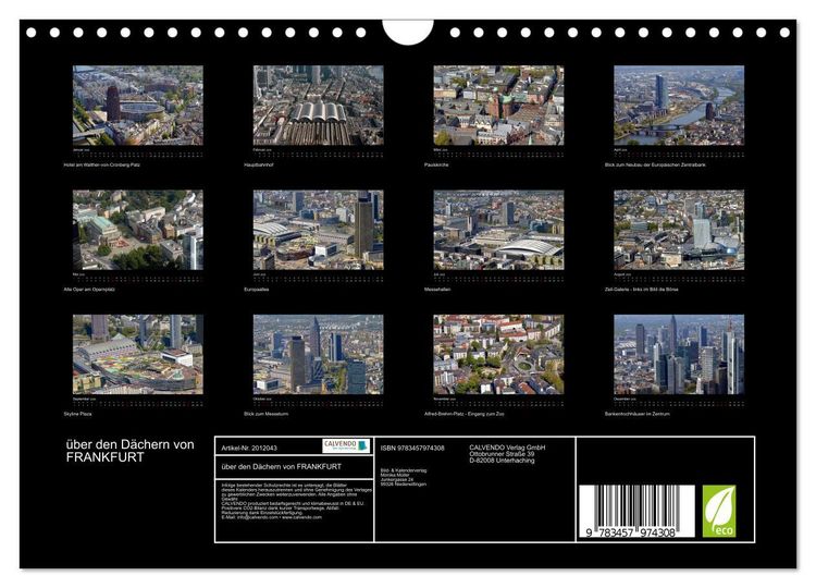 Produktbild: &uuml;ber den D&auml;chern von FRANKFURT (Wandkalender 2026 DIN A4 quer), CALVENDO Monatskalender