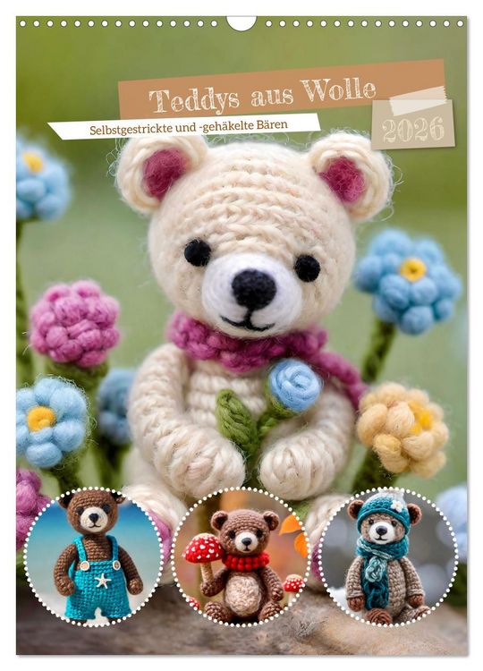 Produktbild: Teddys aus Wolle (Wandkalender 2026 DIN A3 hoch), CALVENDO Monatskalender