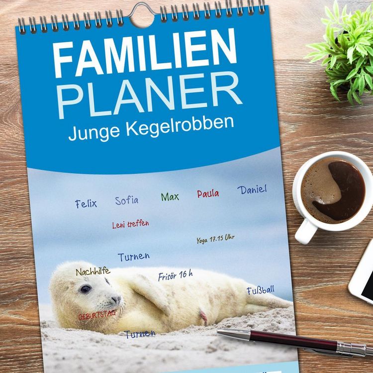 Produktbild: Familienplaner 2026 - Junge Kegelrobben mit 5 Spalten (Wandkalender, 21 x 45 cm) CALVENDO