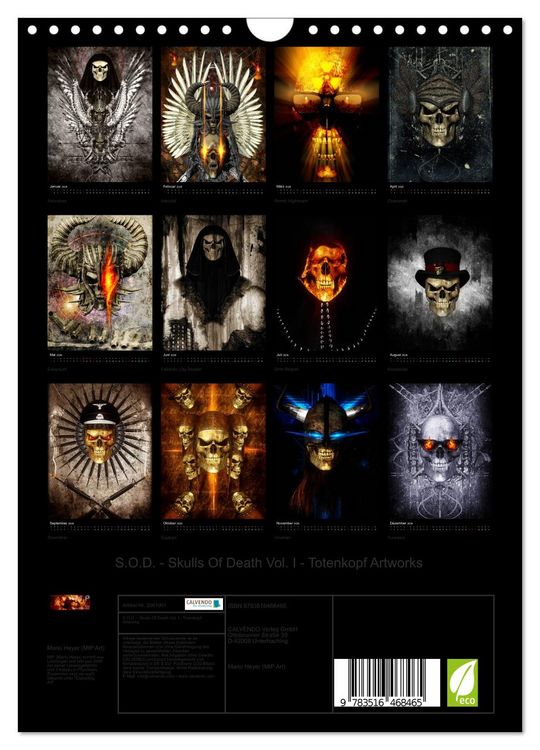 Produktbild: S.O.D. - Skulls Of Death Vol. I - Totenkopf Artworks (Wandkalender 2026 DIN A4 hoch), CALVENDO Monatskalender