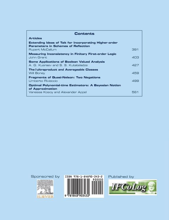 Produktbild: Journal of Applied Logics - The IfCoLog Journal of Logics and their Applications