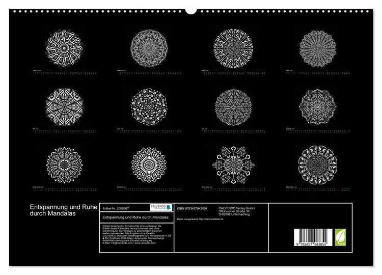 Produktbild: Entspannung und Ruhe durch Mandalas (hochwertiger Premium Wandkalender 2026 DIN A2 quer), Kunstdruck in Hochglanz