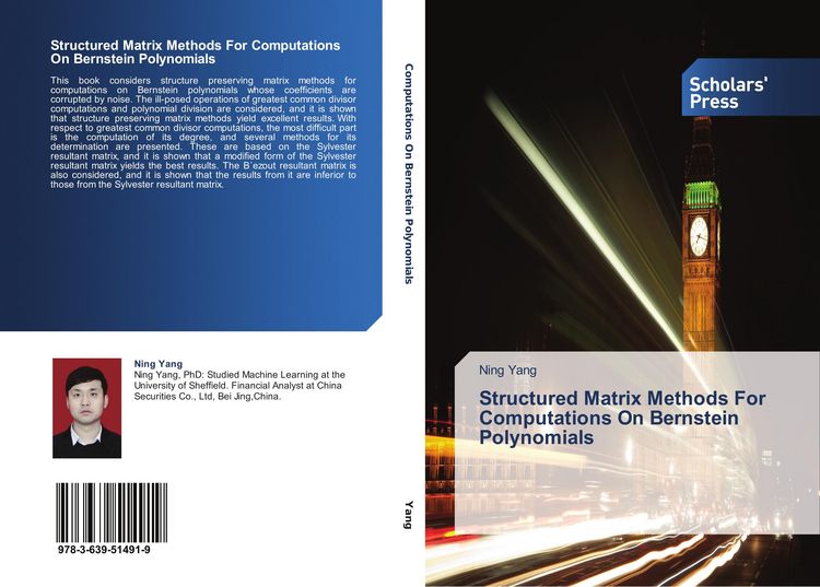 Produktbild: Structured Matrix Methods For Computations On Bernstein Polynomials