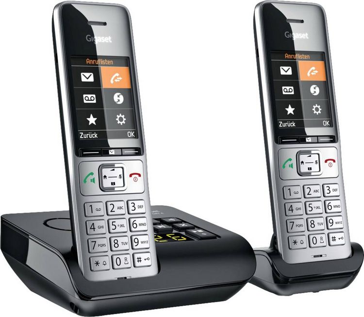 Produktbild: Gigaset COMFORT 500A duo DECT, GAP Schnurloses Telefon analog Babyphone, Freisprechen, f&uuml;r H&ouml;rger&auml;te kompatibel, Headsetanschluss